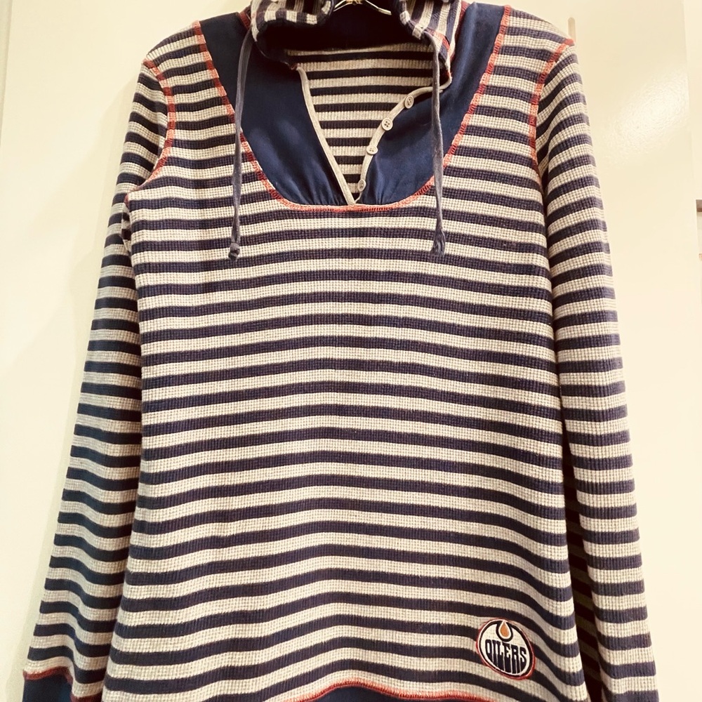 Striped Women’s Hoodie with Oilers Team Logo